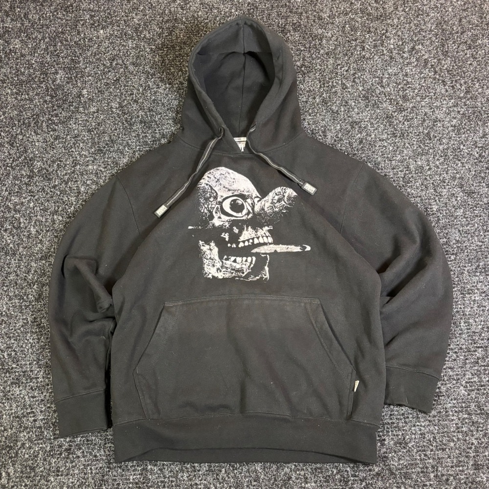 Vintage Y2K Mens Medium Black Skull Tolteca Chichimeca Graphic